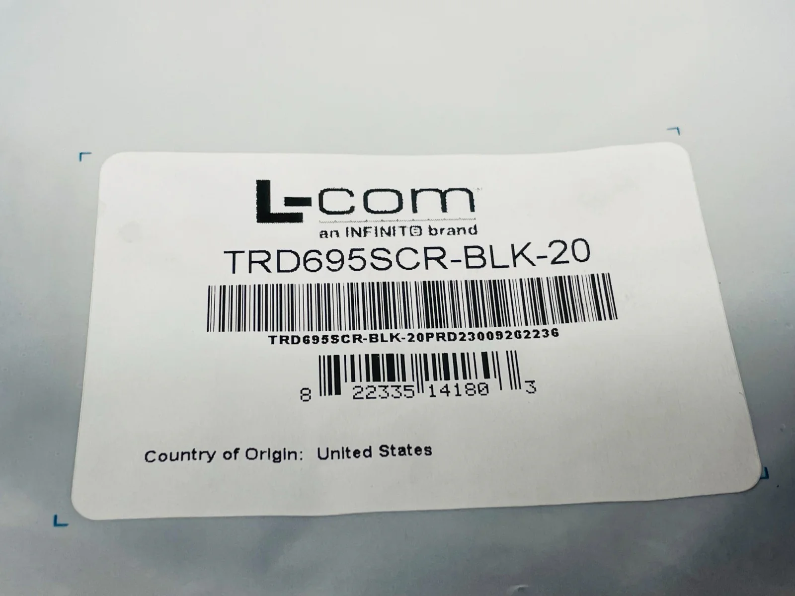 L-com TRD695SCR-BLK-20 Shielded Cat 6 Cable, Black 20.0ft - Image 2