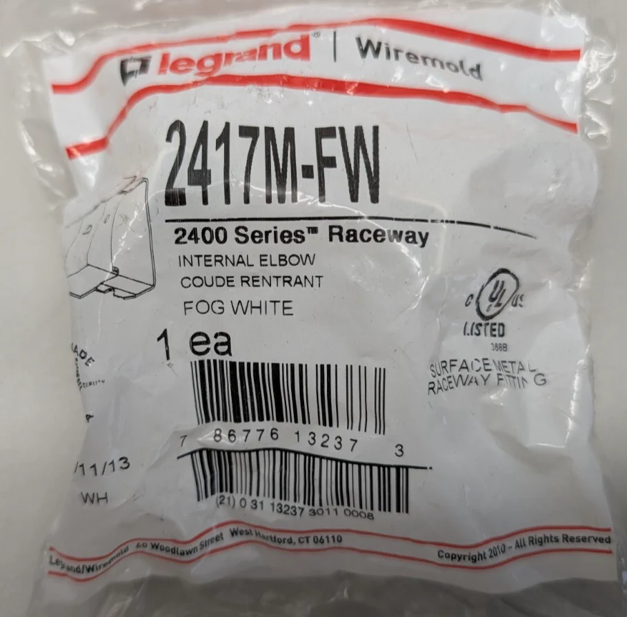 Legrand 2417M-FW 2400 Series Raceway Internal Elbow Fitting LOT OF 5 - Image 2