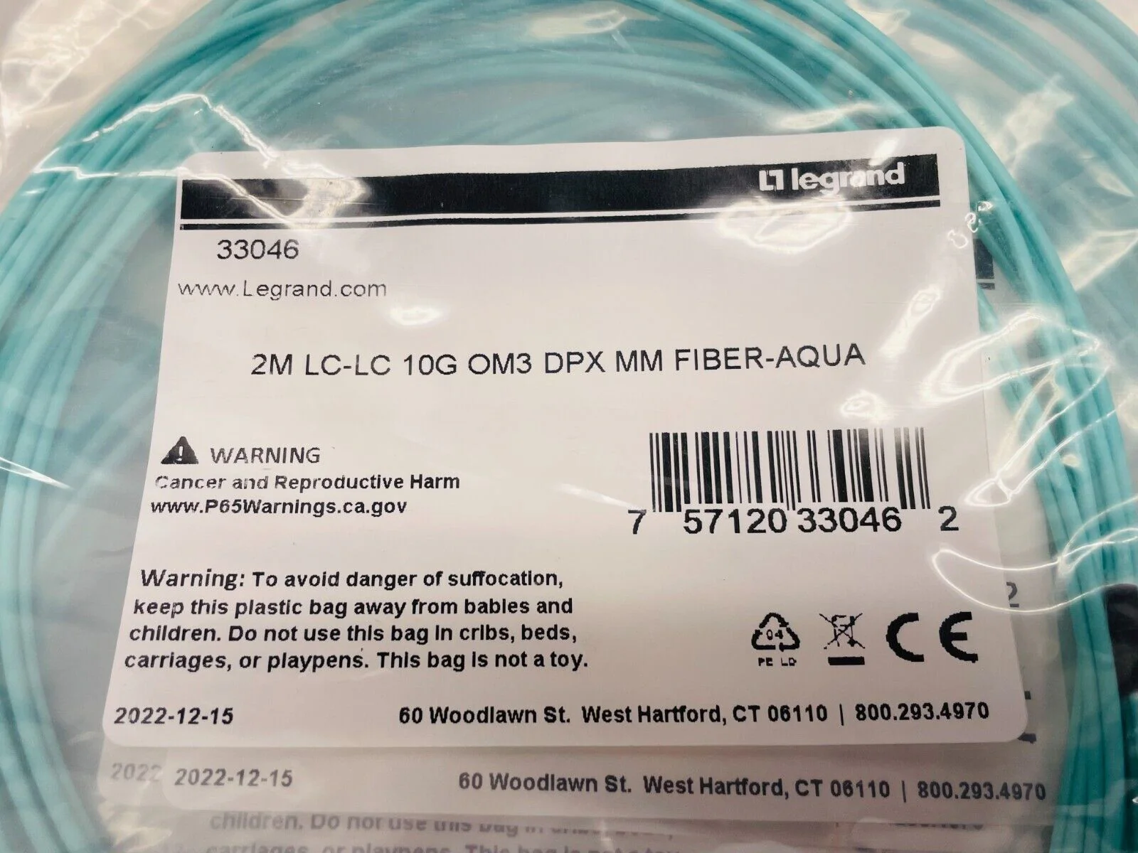 Legrand C2G #33046 6.6ft LC-LC 10Gb Duplex PVC Fiber Optic Cable LOT OF 10 - Image 2