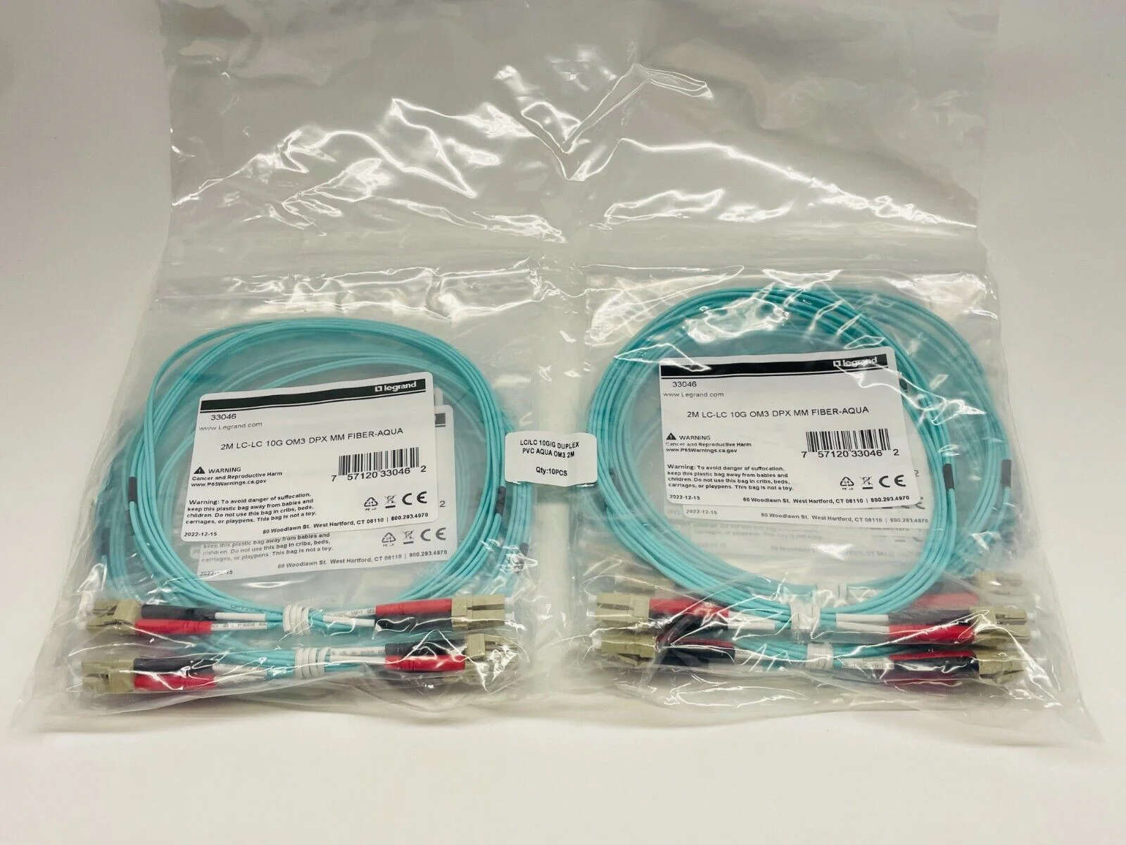 Legrand C2G #33046 6.6ft LC-LC 10Gb Duplex PVC Fiber Optic Cable LOT OF 10 - Image 3