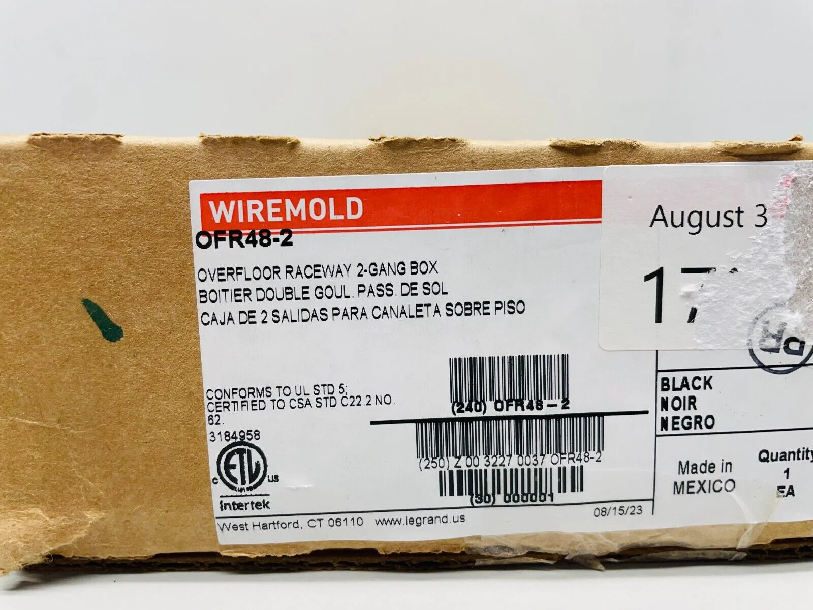 Legrand Wiremold OFR Series Overfloor Raceway 2 Gang Box Black OFR48-2 - Image 2