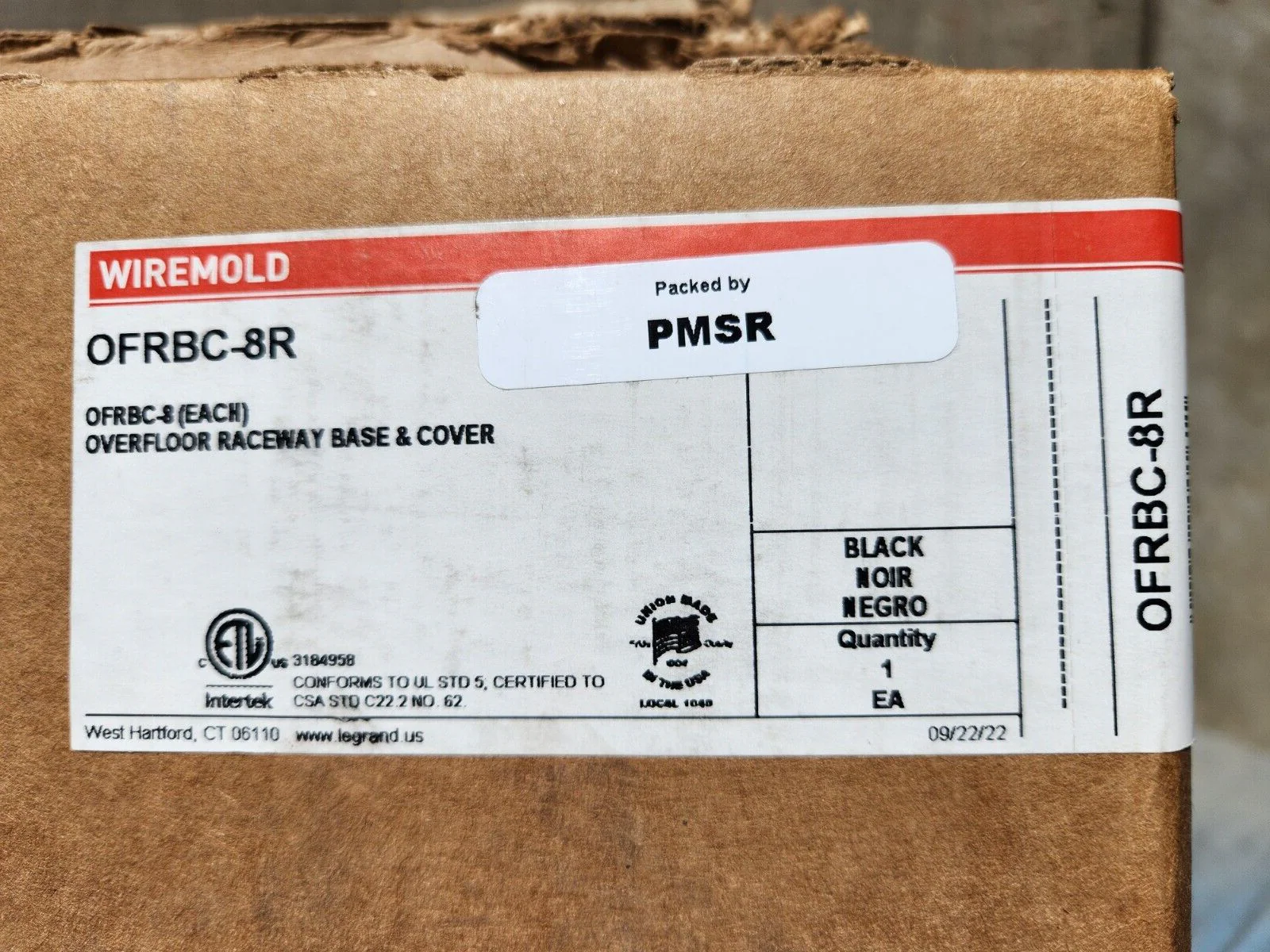Legrand Wiremold OFR Series Overfloor Raceway Base and Cover OFRBC-8R  Black - Image 3