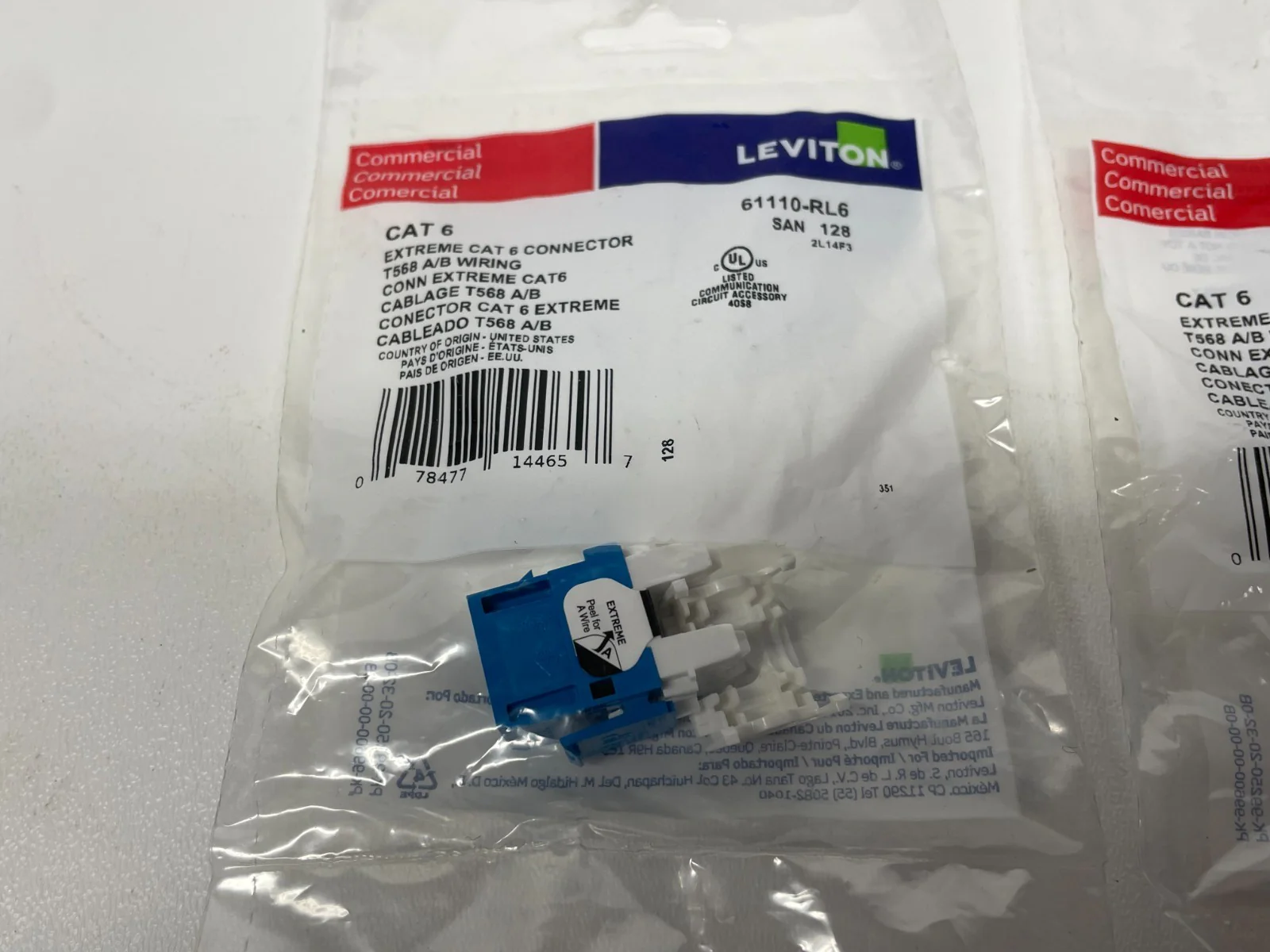Leviton 61110-RO6 EXTREME CAT 6 QUICKPORT Jack Red, Orange, Blue LOT OF 12 - Image 3