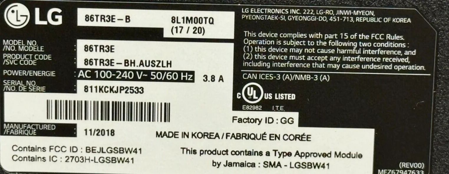 LG 86TR3E-B 86" TouchScreen LED LCD Commerical Display 4K - Image 7