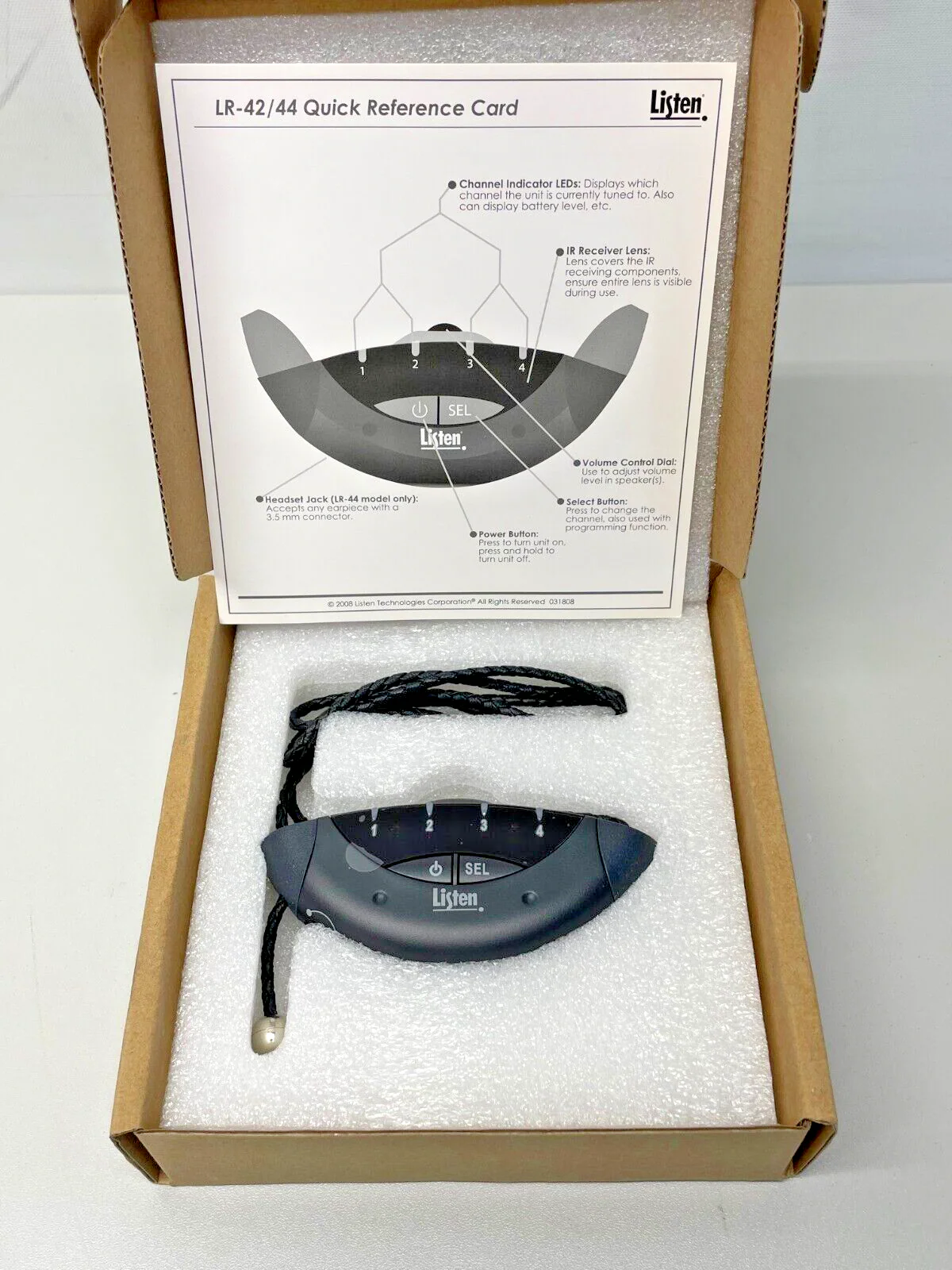 Listen Technologies LR-44 Lanyard-Style IR 4-Channel Receiver - Image 2