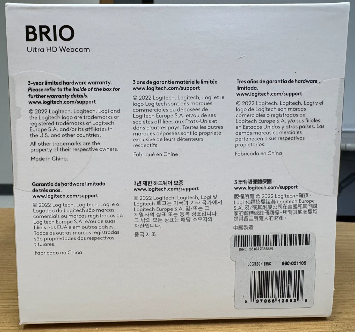 Logitech Brio 4K Pro Webcam V-U0040 Ultra HD Video & HDR (P/N: 960-001106) - Image 2