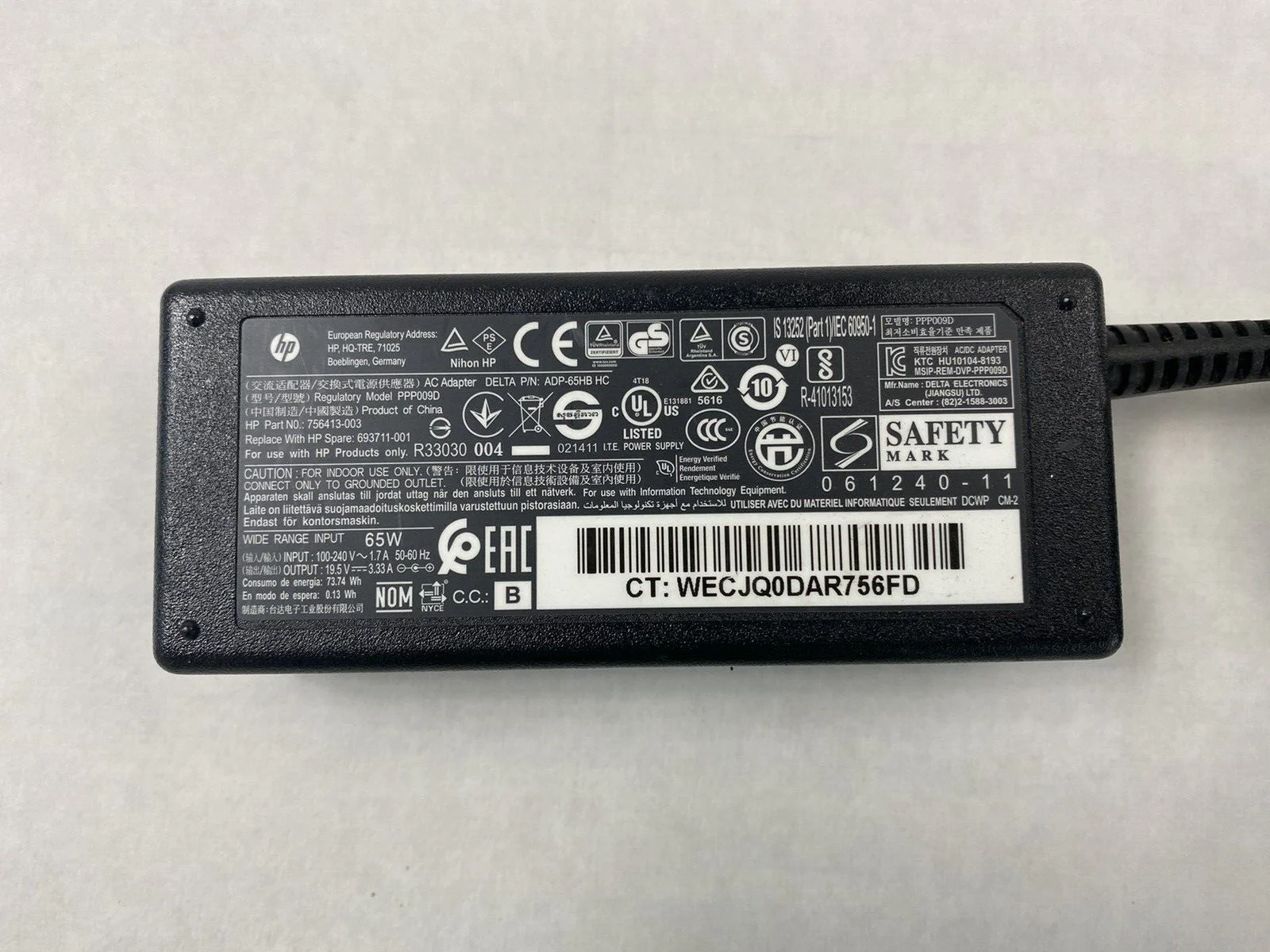 Lot of 10 Genuine HP PPP009D 19.5V 65W 3.33A Power Adapter HP Part No 756413-003 - Image 3