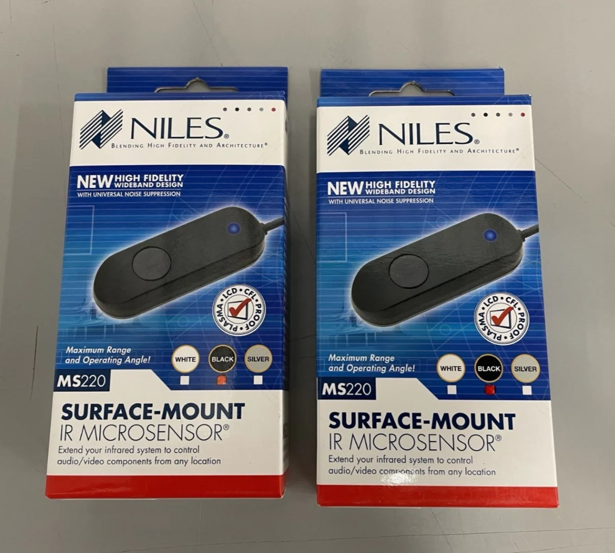 Lot of TWO - Niles MS220 Surface-Mount (Black) IR Infrared Microsensors  FG01577