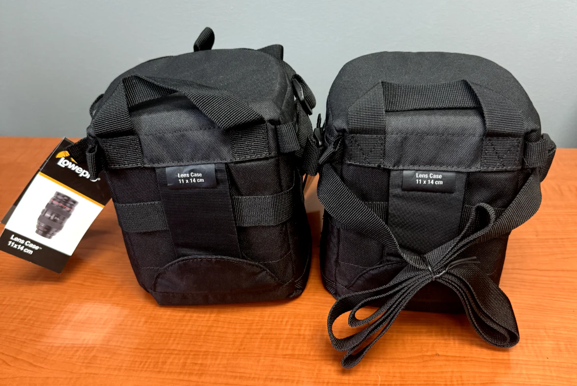 Lowepro Lens Case 11x14cm LOT OF 2 Black Padded For Camera Lenses w/ Belt Loop - Image 3