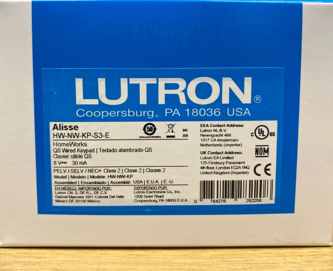Lutron Alisse HW-NW-KP-S2-E HomeWorks QS Wired Keypad