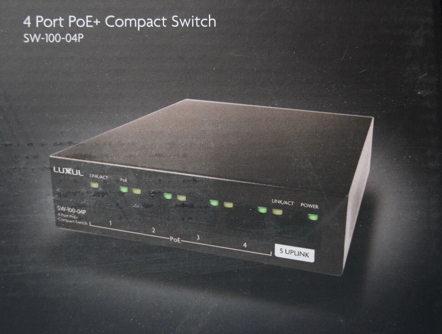 Luxul 4 Port PoE+ Compact Switch - SW-100-04P