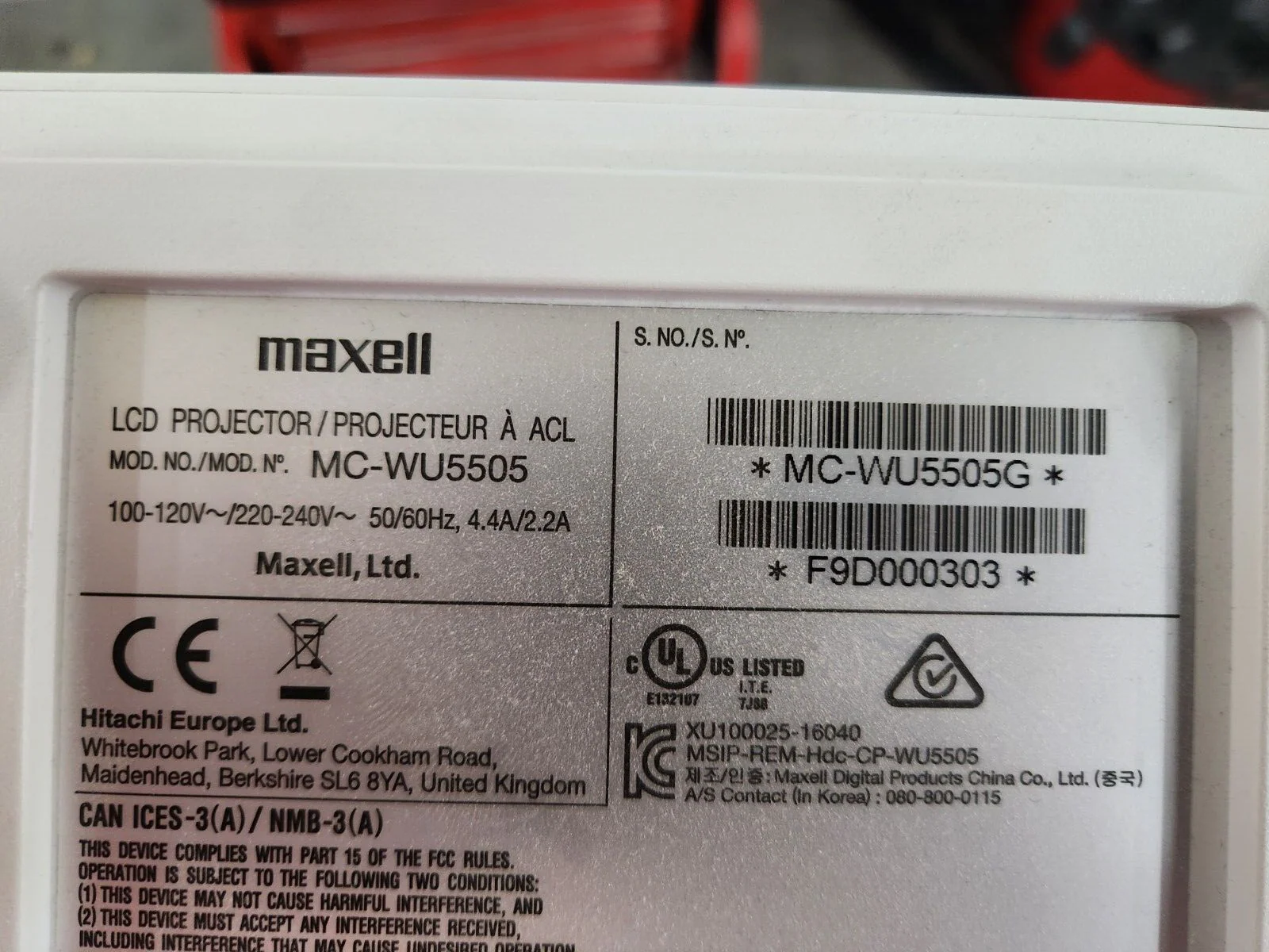 Maxell MC-WU5505 Collegiate Series WUXGA 5000 Lumen HD LCD Projector No Reserve - Image 12