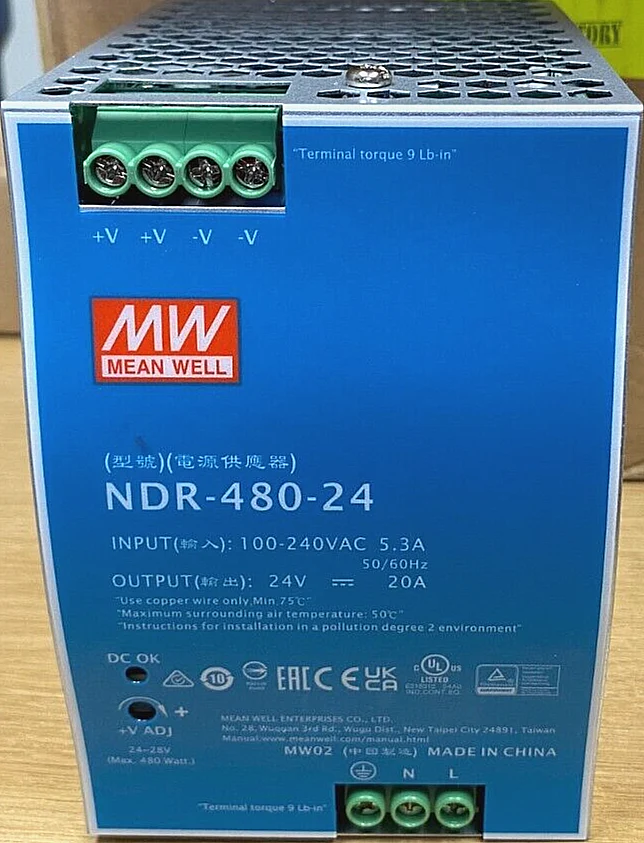 Mean Well NDR-480-24 / 100-240VAC AC To DC Track Switching Power Supply - Image 2