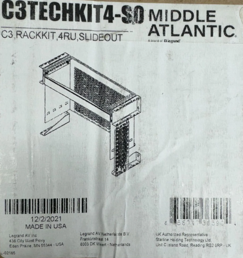 Middle Atlantic C3TECHKIT4-SO C3 Credenza Slide-Out Rack Kit - Image 2