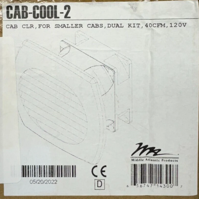 Middle Atlantic CAB-COOL2 Quiet-Cool Cabinet Cooler 40 CFM Airflow (2 Fans) - Image 4