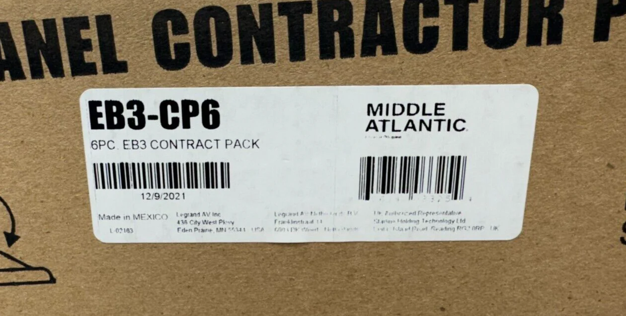 Middle Atlantic EB3-CP6 EB Series Flanged Blank Panel 6-Piece Contractor Pack - Image 2
