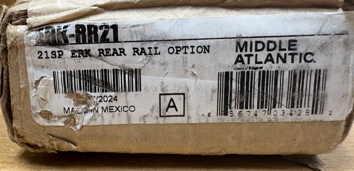 Middle Atlantic ERK-RR21 Rack Rail Pair Black w/ Screws & Hardware OB