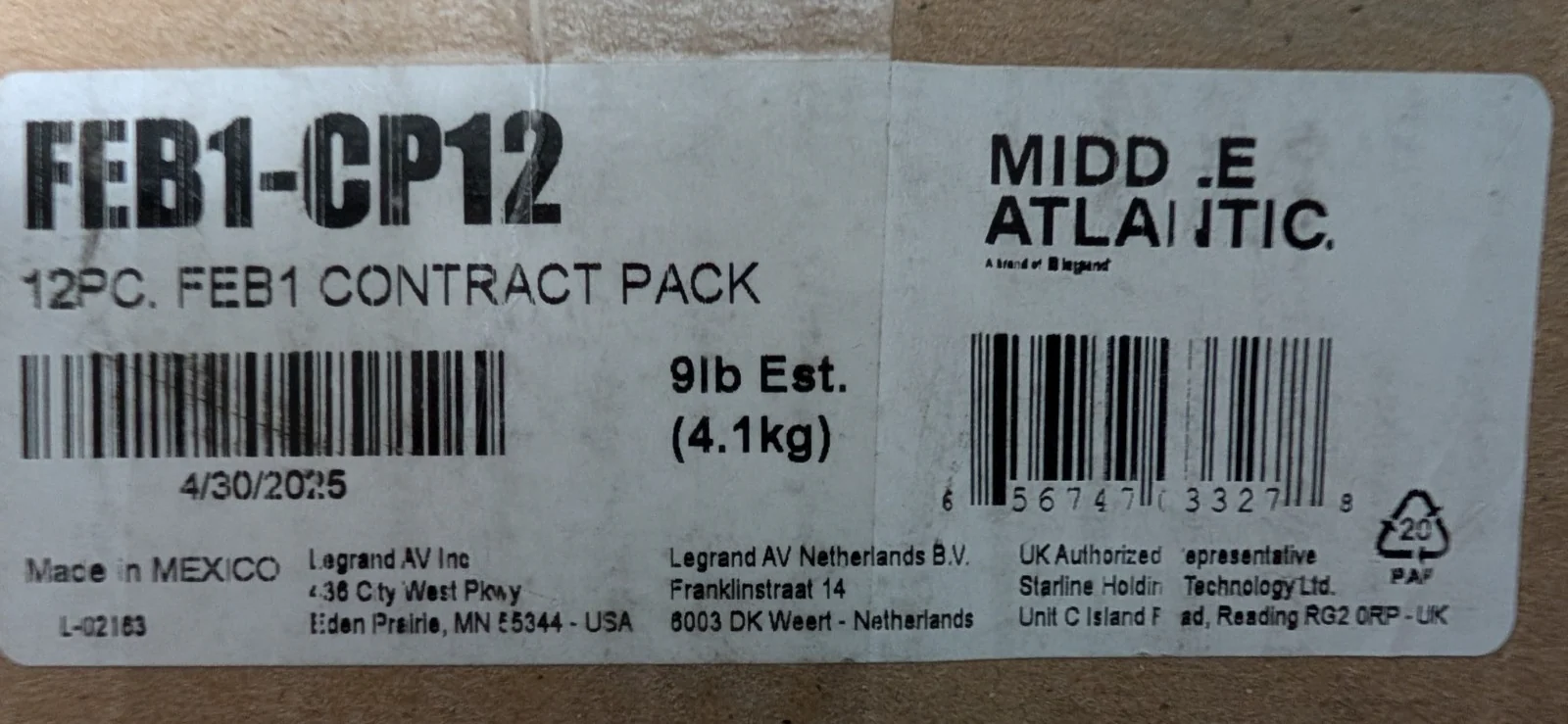 Middle Atlantic FEB1-CP12, 1 RU Flat Blank Rack Panel, Steel - Pack of 12 - Image 4