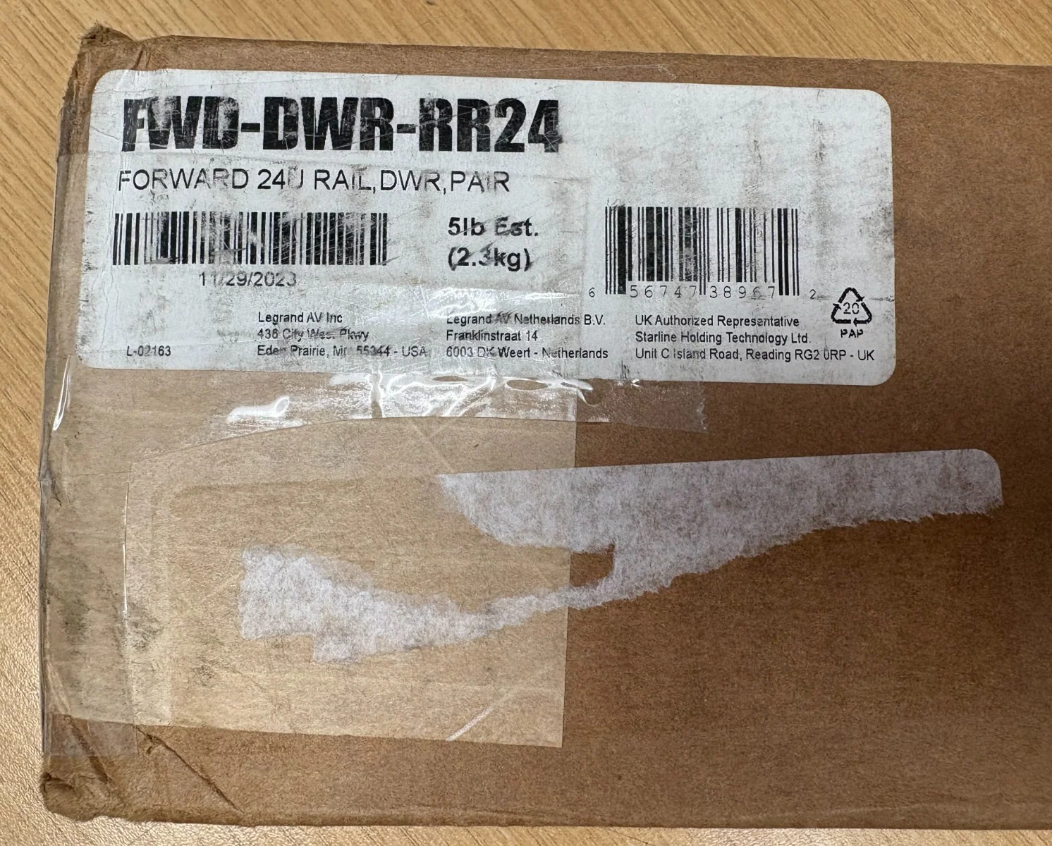 Middle Atlantic FWD-DWR-RR24 - 24RU Forward Rear Rack Rails