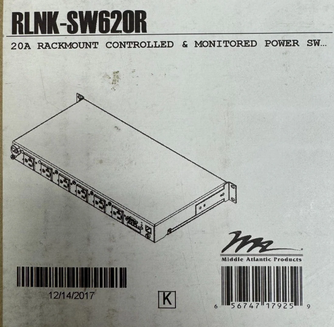 Middle Atlantic RLNK-SW620R 20A Rackmount Controlled & Monitored Power Switch - Image 3