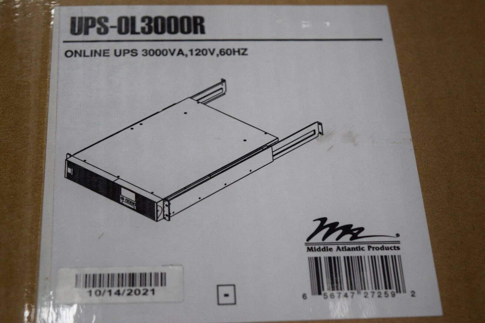 Middle Atlantic UPS-OL3000R ONLINE UPS / Power Backup System 3000VA 120V 60HZ - Image 5