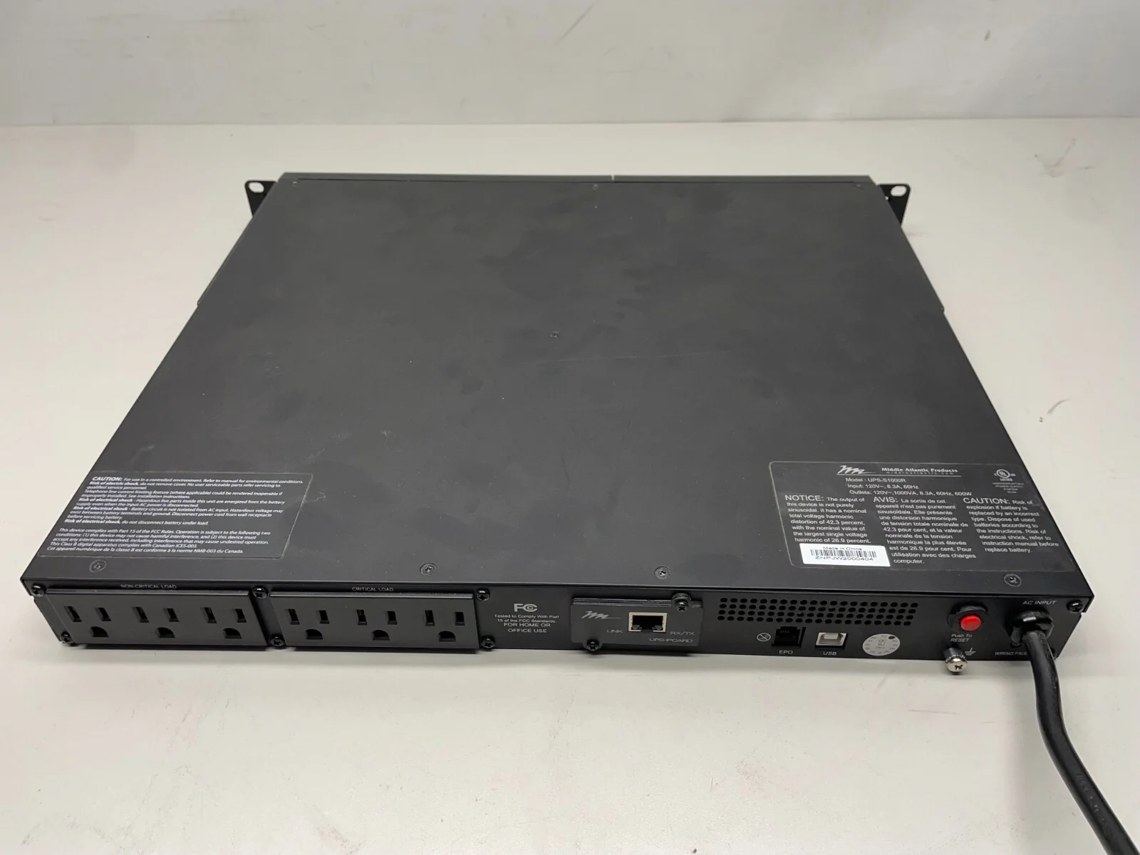Middle Atlantic UPS-S1000R Select Series Uninterruptible Power Supply - Image 4
