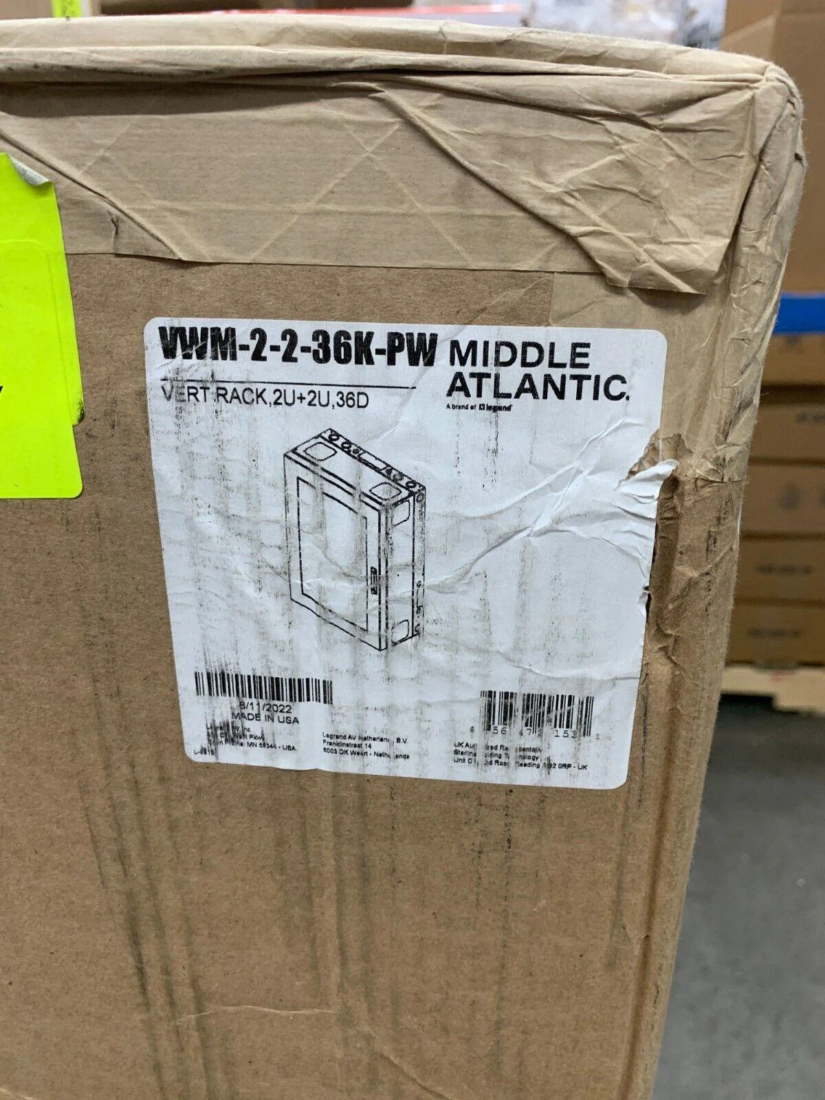 Middle Atlantic VWM-2-2-36K-PW Pre-Configured 36" Deep Horizontal Rack Cabinet