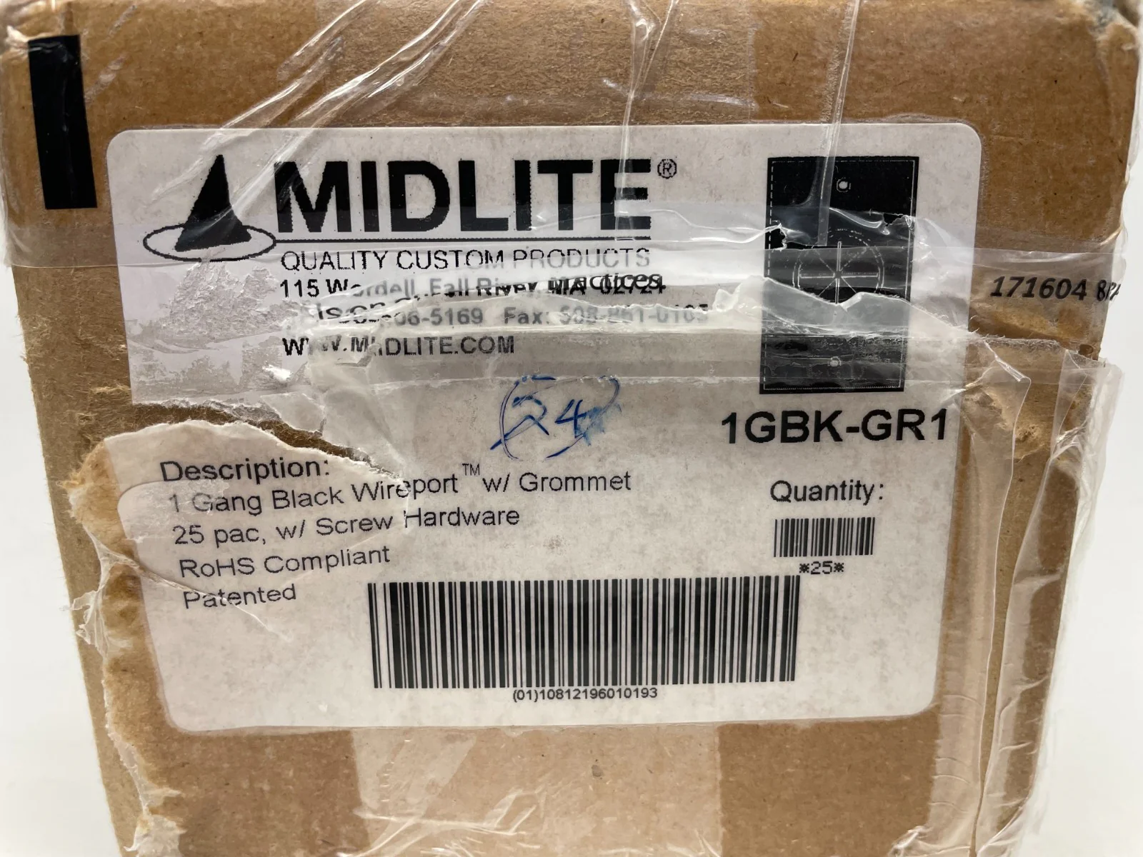 Midlite 1GBK-GR1 1 Gang Black Wireport Wall Plate w/Grommet LOT OF 24 - Image 2