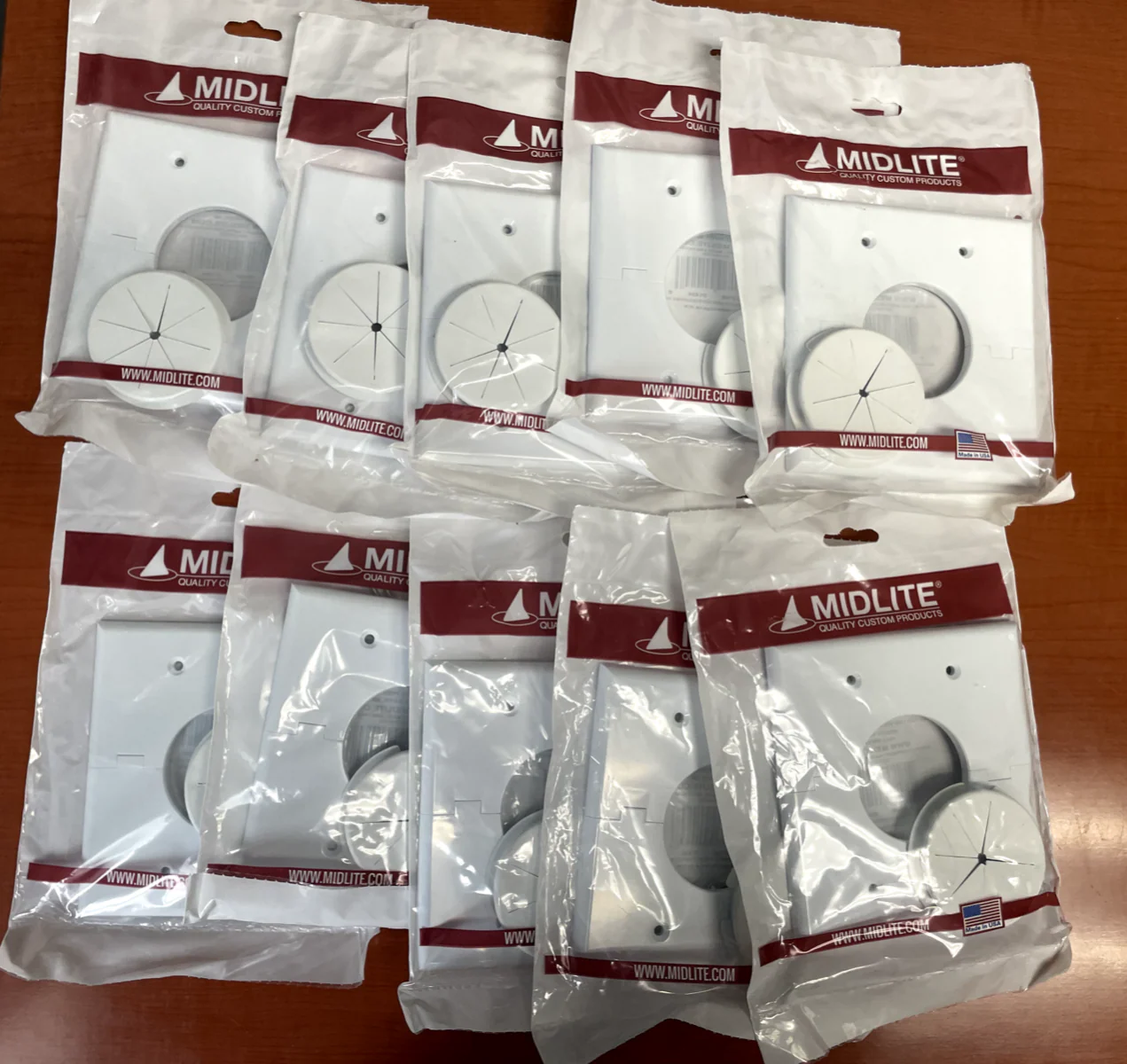 Midlite 2GSWH-GR2 Double-Gang Splitport with Grommet Lot of 10