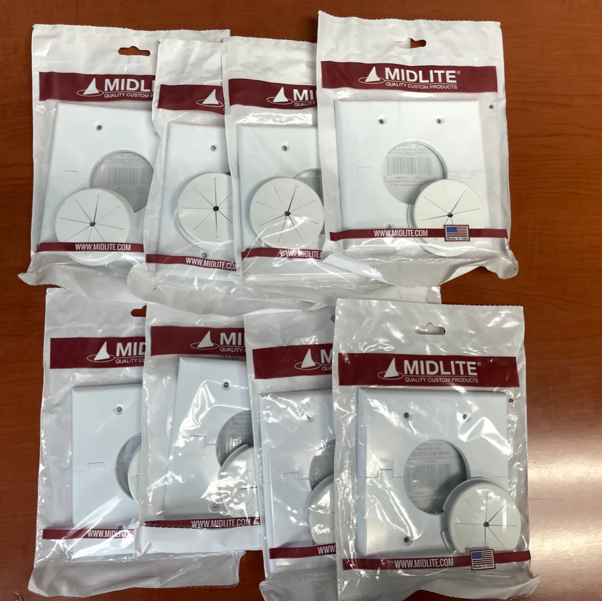 Midlite 2GSWH-GR2 Double-Gang Splitport with Grommet Lot of 8