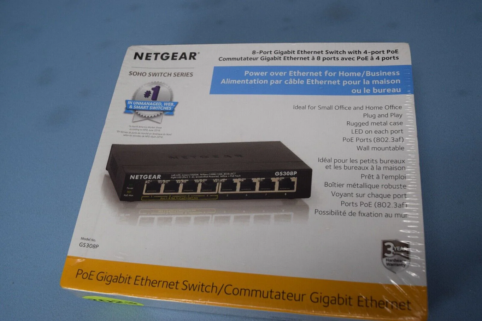 NETGEAR  8-Port Gigabit Ethernet Switch 4-Port POE  P/N GS308P-100NAS - Image 2