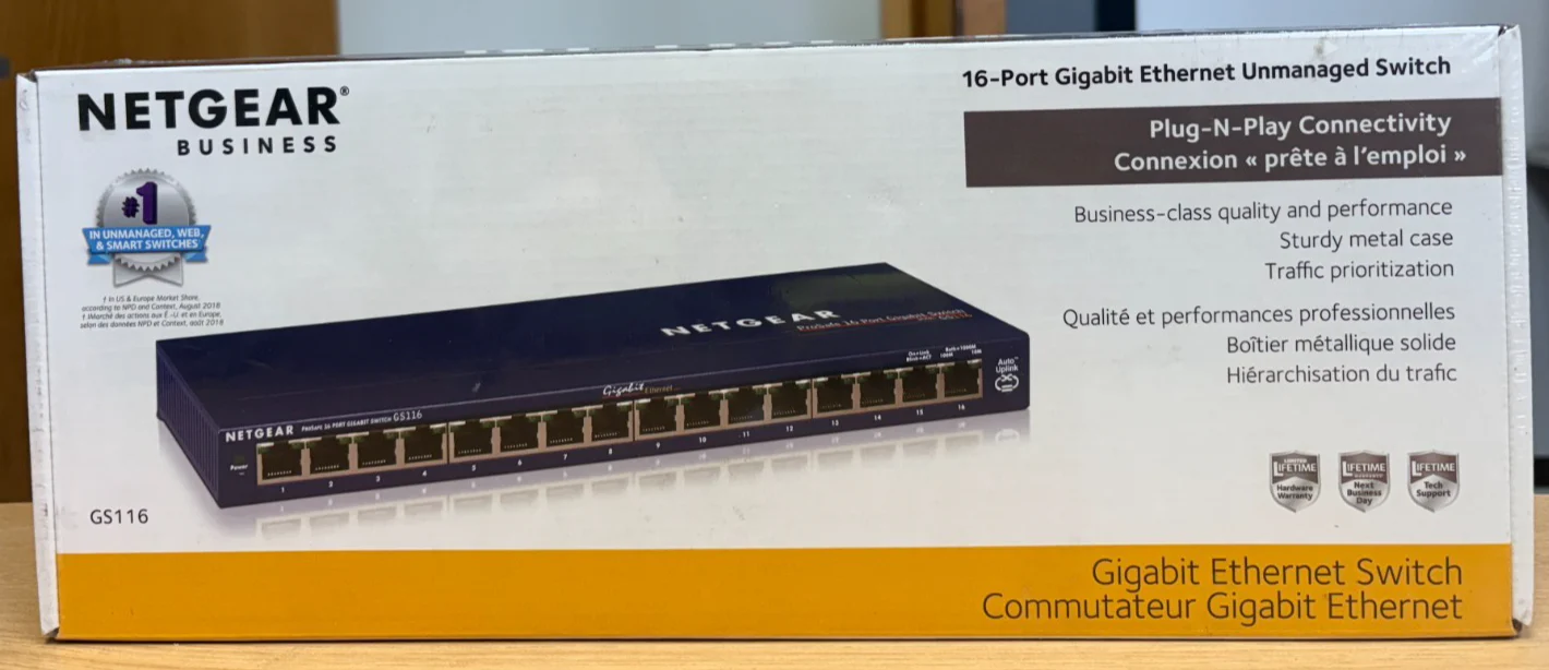 Netgear GS116NA 16 Port Rack Mountable Ethernet Switch