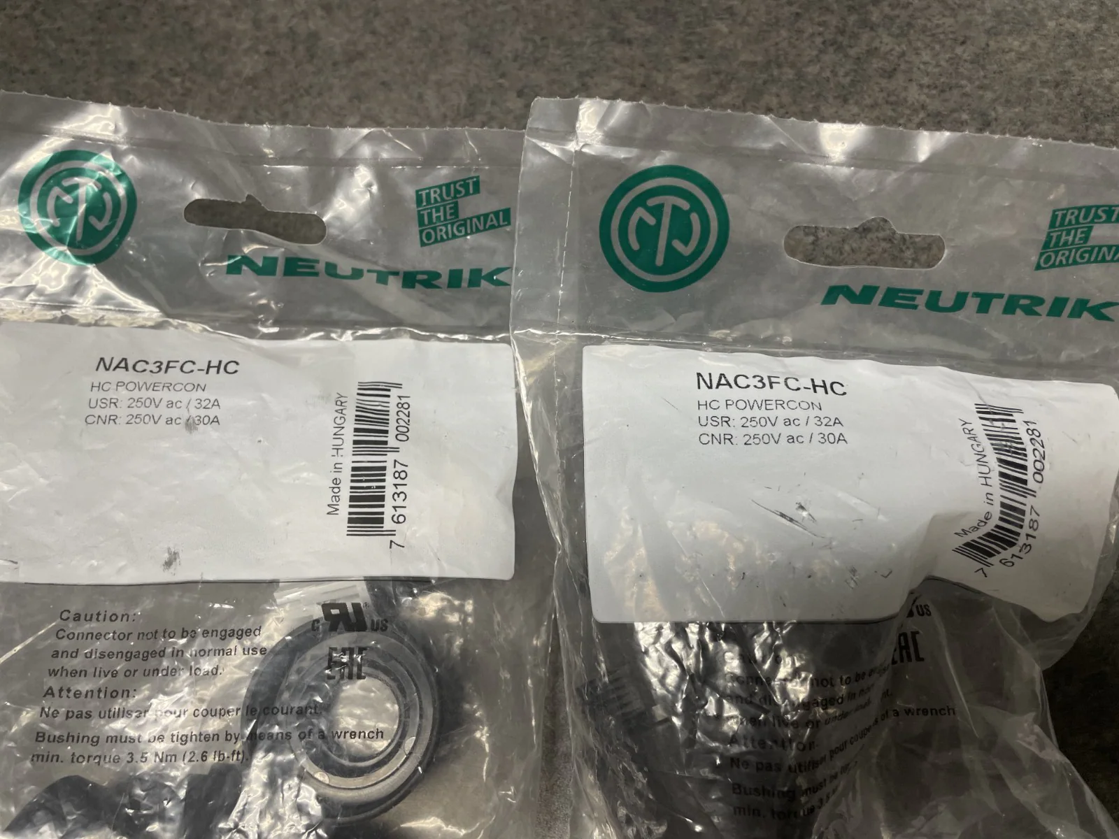 NEUTRIK NAC3FC-HC PowerCON AC Power Connector 32 Amp Heavy Duty Lot of 2 - Image 3