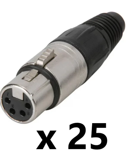 Neutrik NC4FX 4-Pin/Pole Female XLR Cable Connector Nickel Housing - Lot of 25