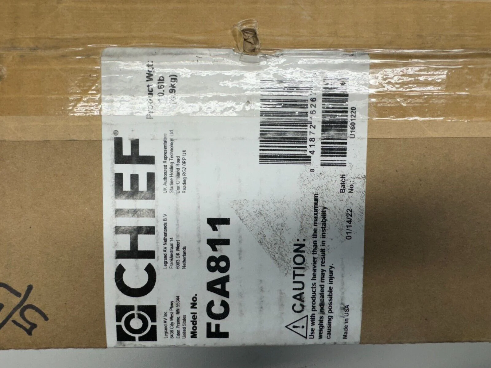 NEW Chief FCA811 Fusion Above/Below Shelf for Fusion Mounts (Black, 14") in Box - Image 3