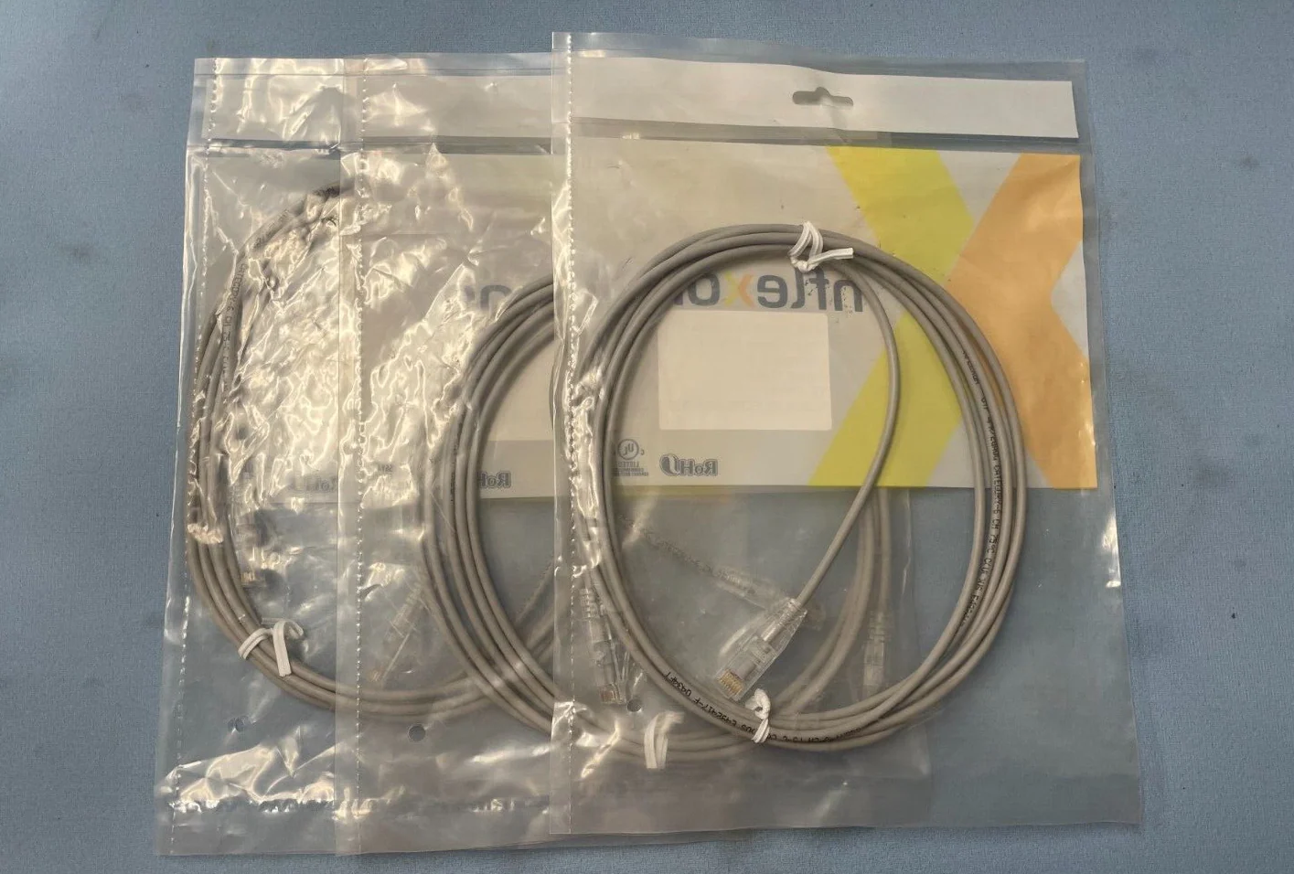 NFlexon UTP small diameter patch cord (PVC) Cat6 10’ Grey LOT OF 3 - Image 2