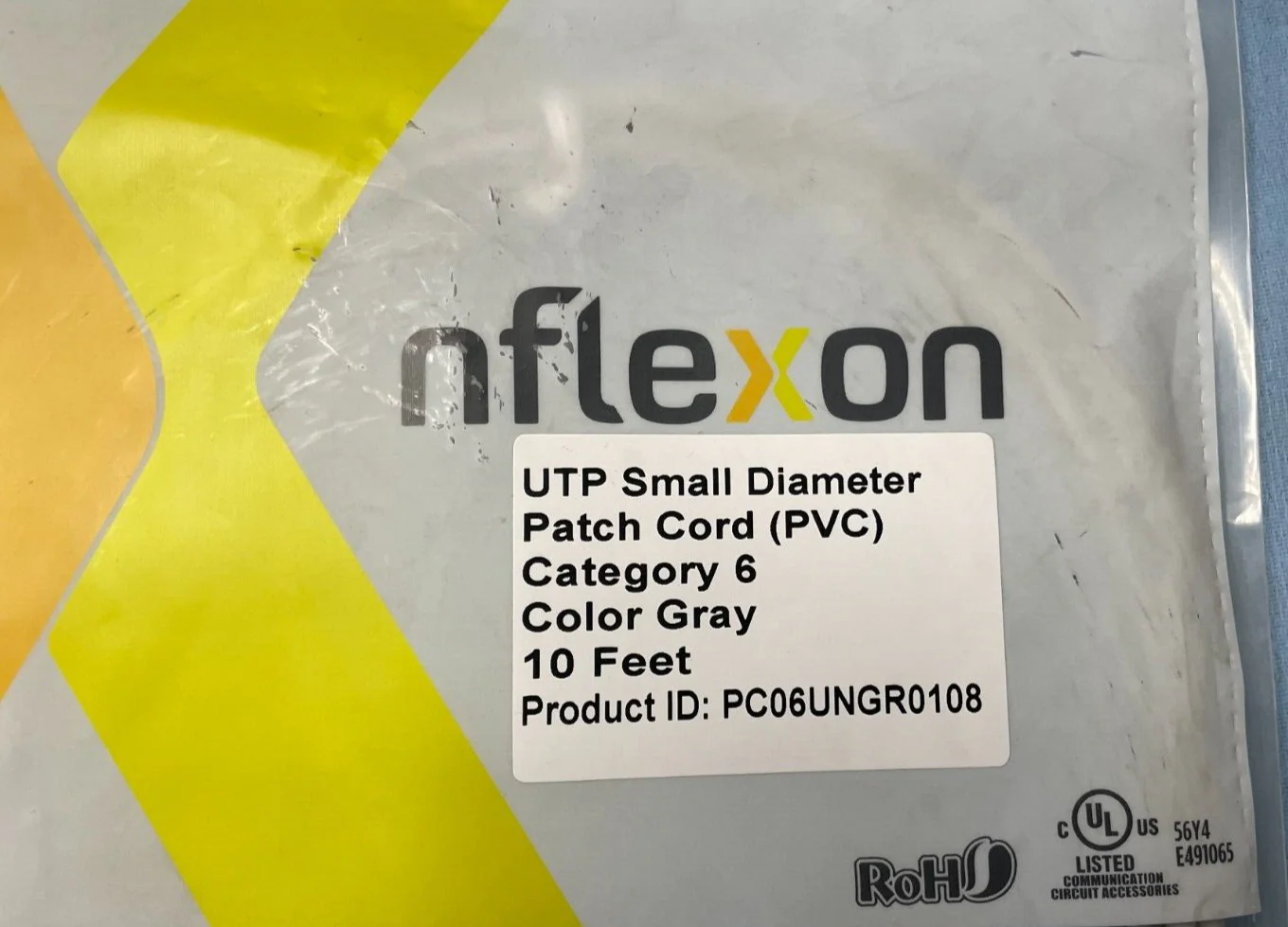 NFlexon UTP small diameter patch cord (PVC) Cat6 10’ Grey LOT OF 3 - Image 3