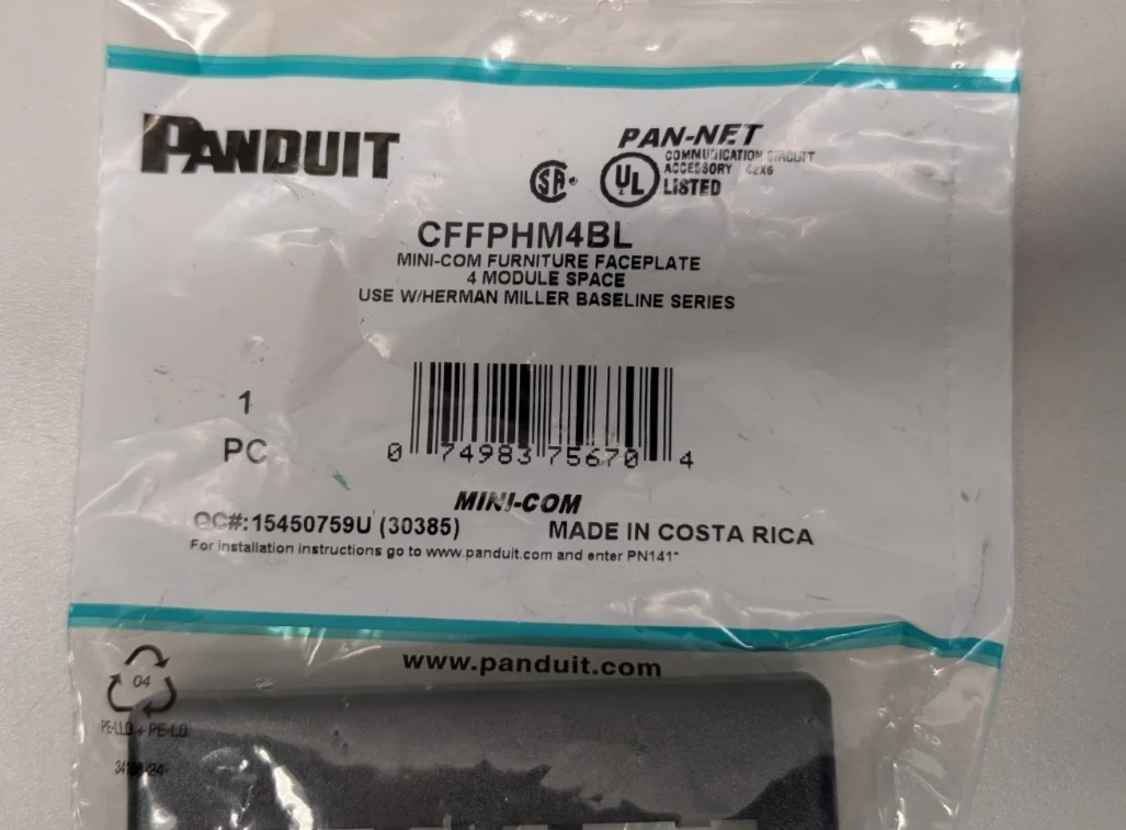 Panduit CFFPHM4BL Snap-On 4-Port Modular Furniture Faceplate LOT OF 7 - Image 2