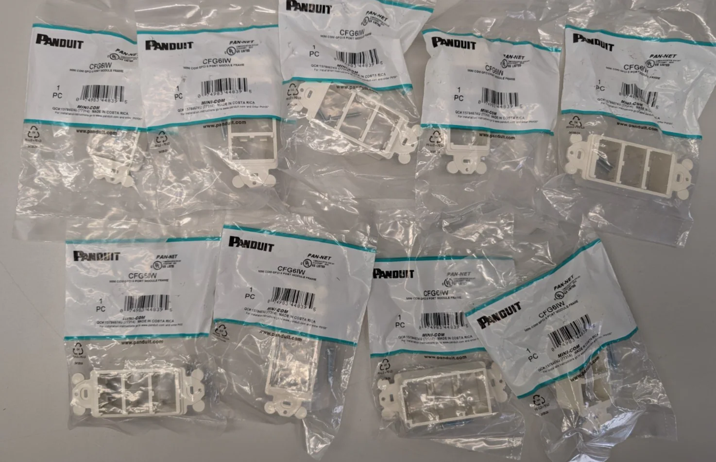 Panduit CFG6IW Mini Com GFCI 6 Port Module Frame LOT OF 9