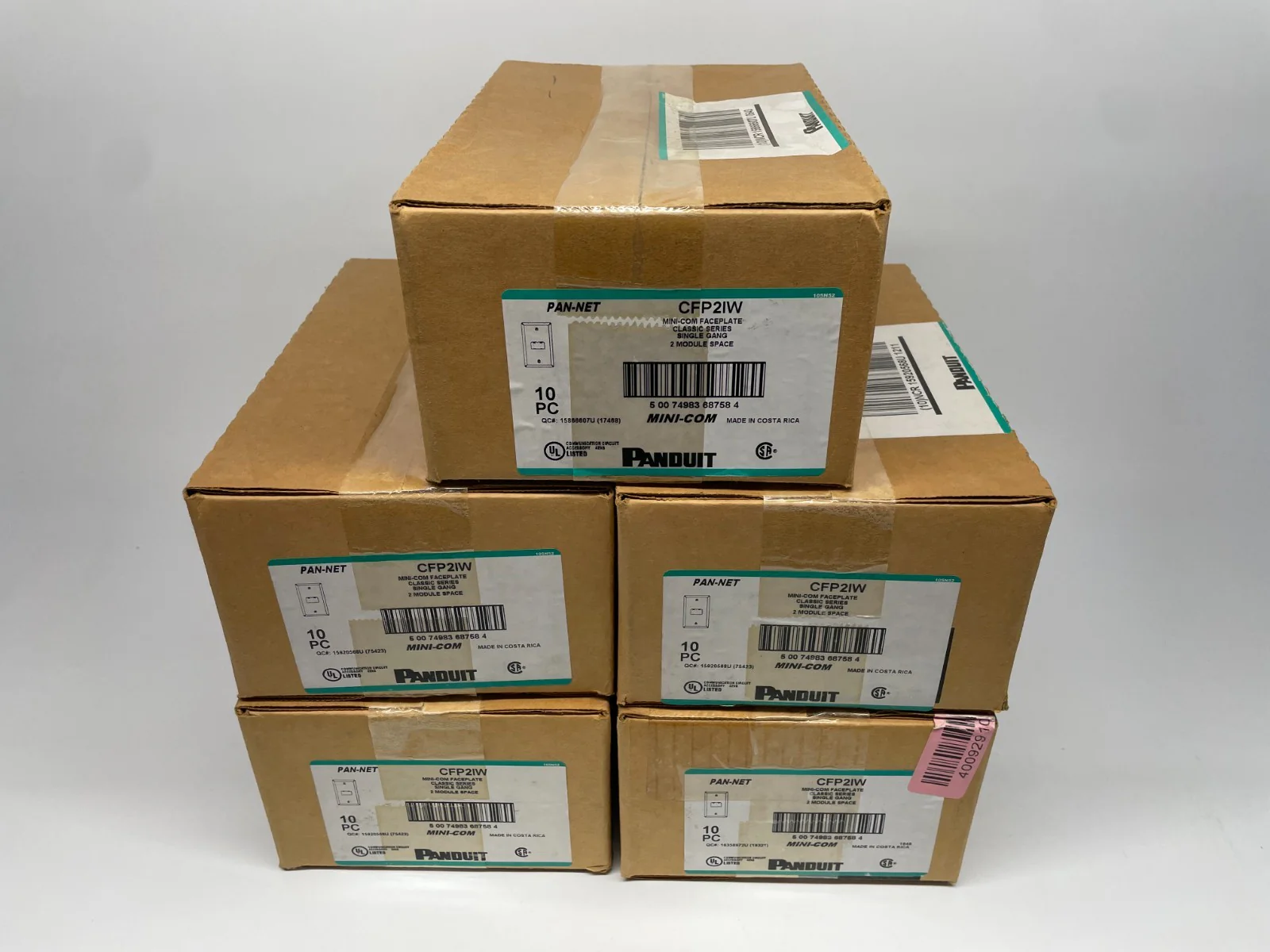 Panduit CFP2IW 2-Port Mini-Com Faceplate, Off-White (5 BOXES OF 10)