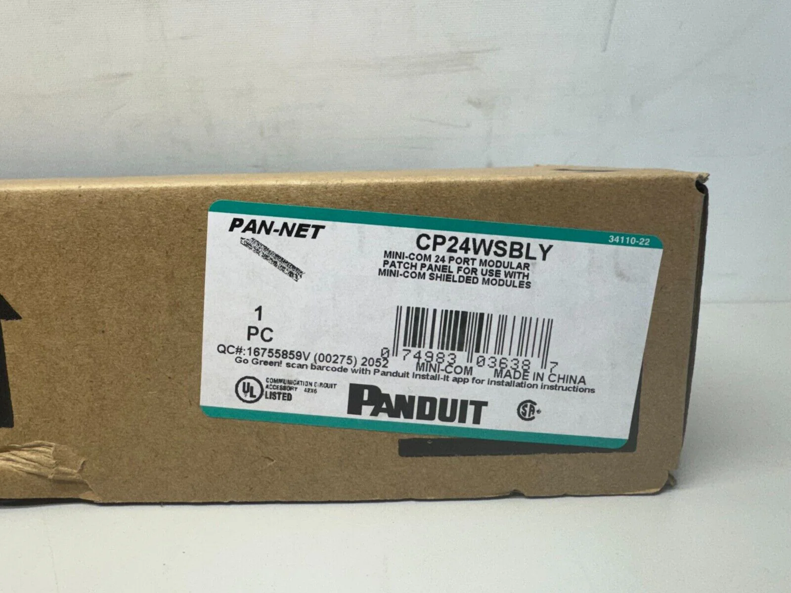 Panduit CP24WSBLY 24-Port All Metal Modular Patch Panel w/ Strain Relief Bar - Image 2