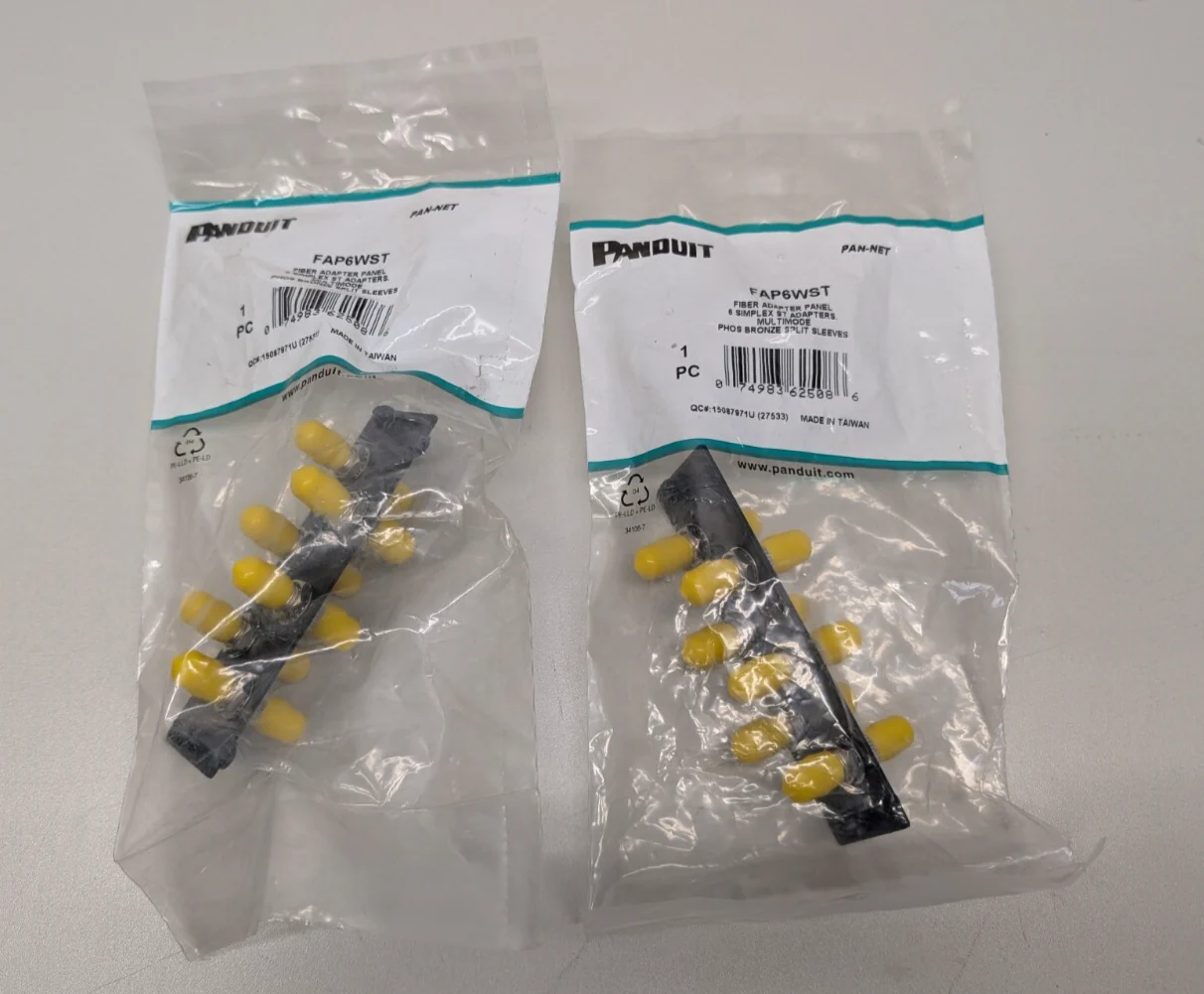 Panduit FAP6WST Fiber Adapter Panel 6 Simplex ST Adapters LOT OF 2