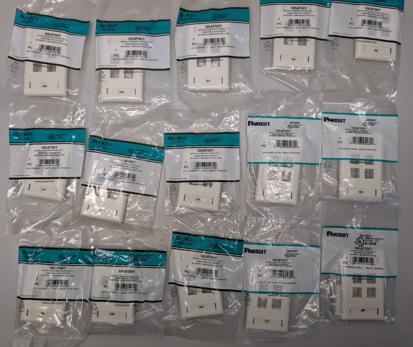 Panduit NK4FIWY NETKEY 4 Position Faceplate LOT OF 15