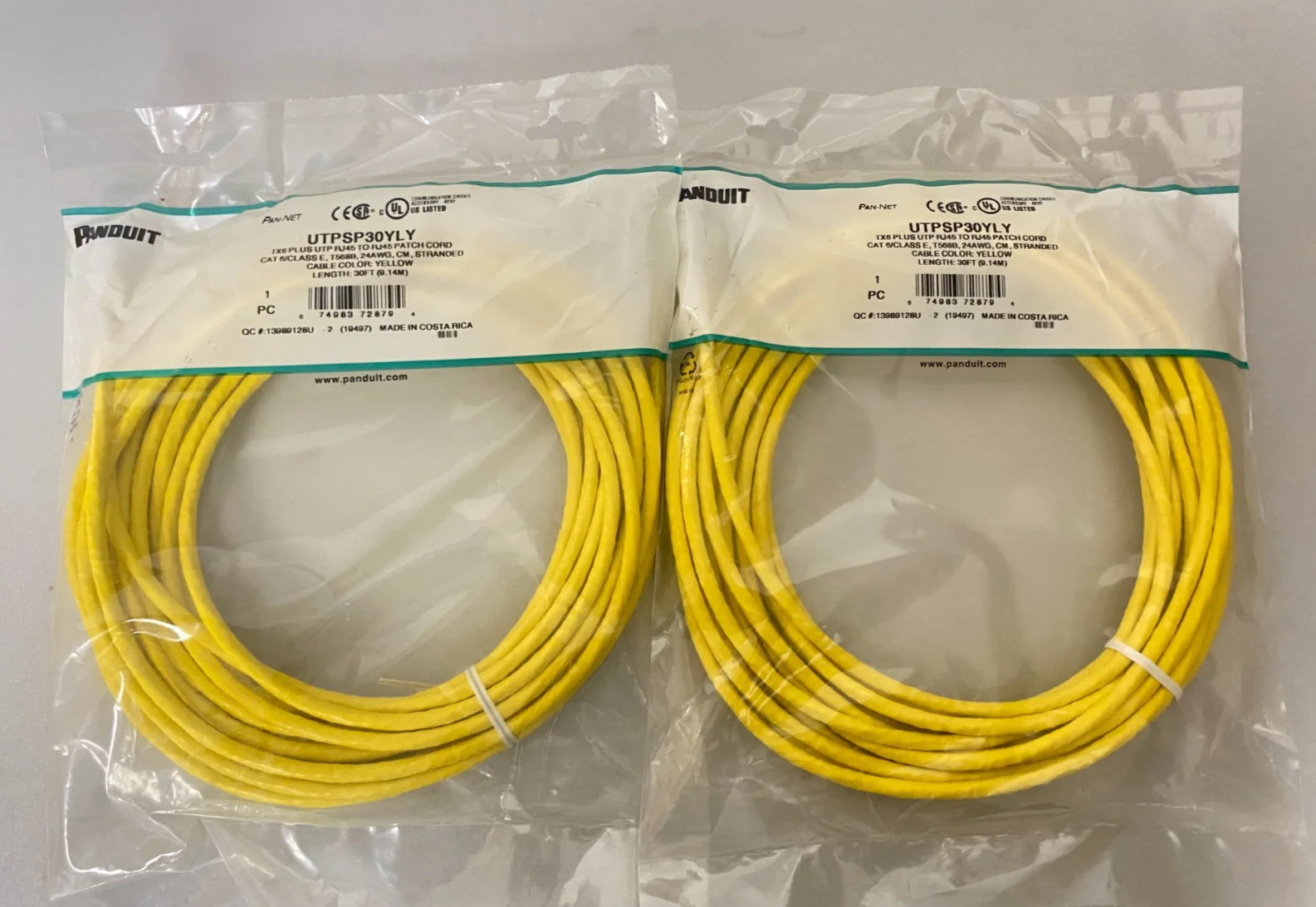 Panduit UTPSP30YLY Cord | 30 FT | LOT OF 2