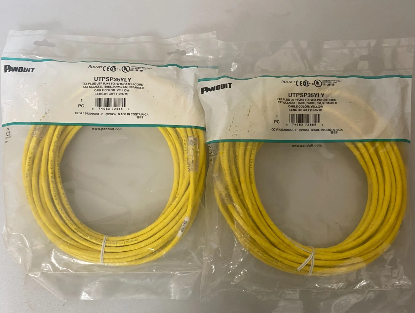 Panduit UTPSP35YLY Cord | 35 FT | LOT OF 2