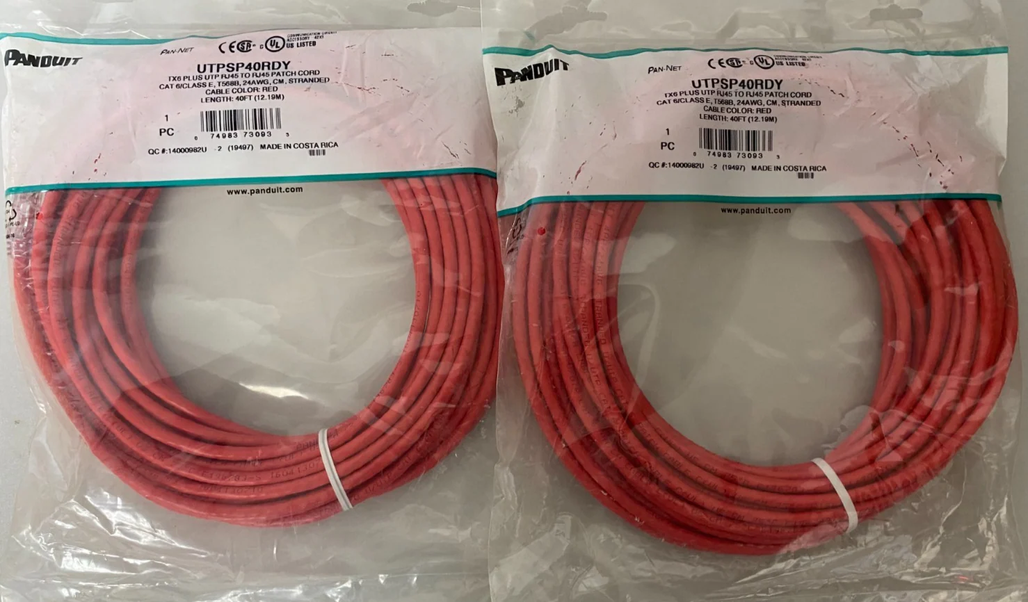 Panduit UTPSP40RDY Cord | 40 FT | LOT OF 2