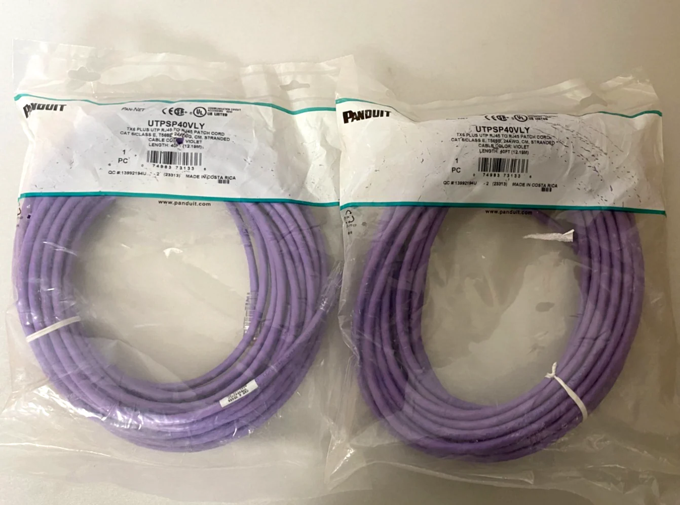 Panduit UTPSP40VLY Cord   |  40 FT  |  LOT OF 2