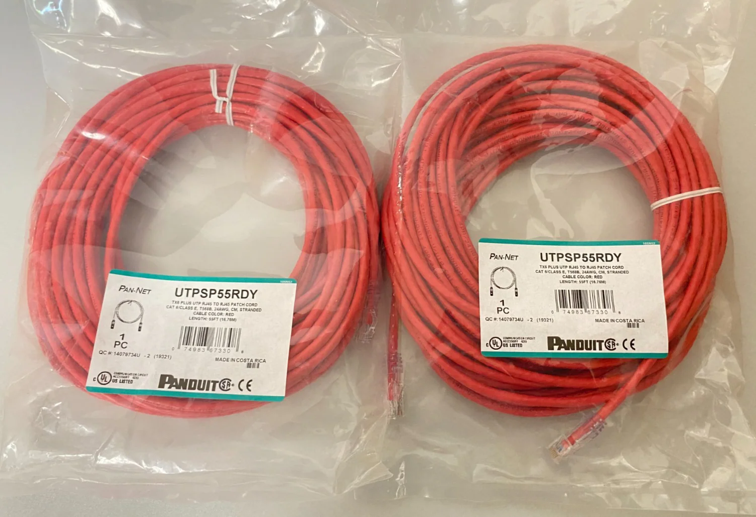 Panduit UTPSP55RDY Cord   |  55 FT  |  LOT OF 2