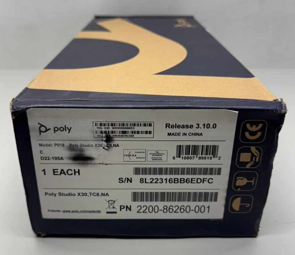Poly 2200-86260-001 P018 Poly Studio X30 Video Bar and TC8 Touch Control - Image 3