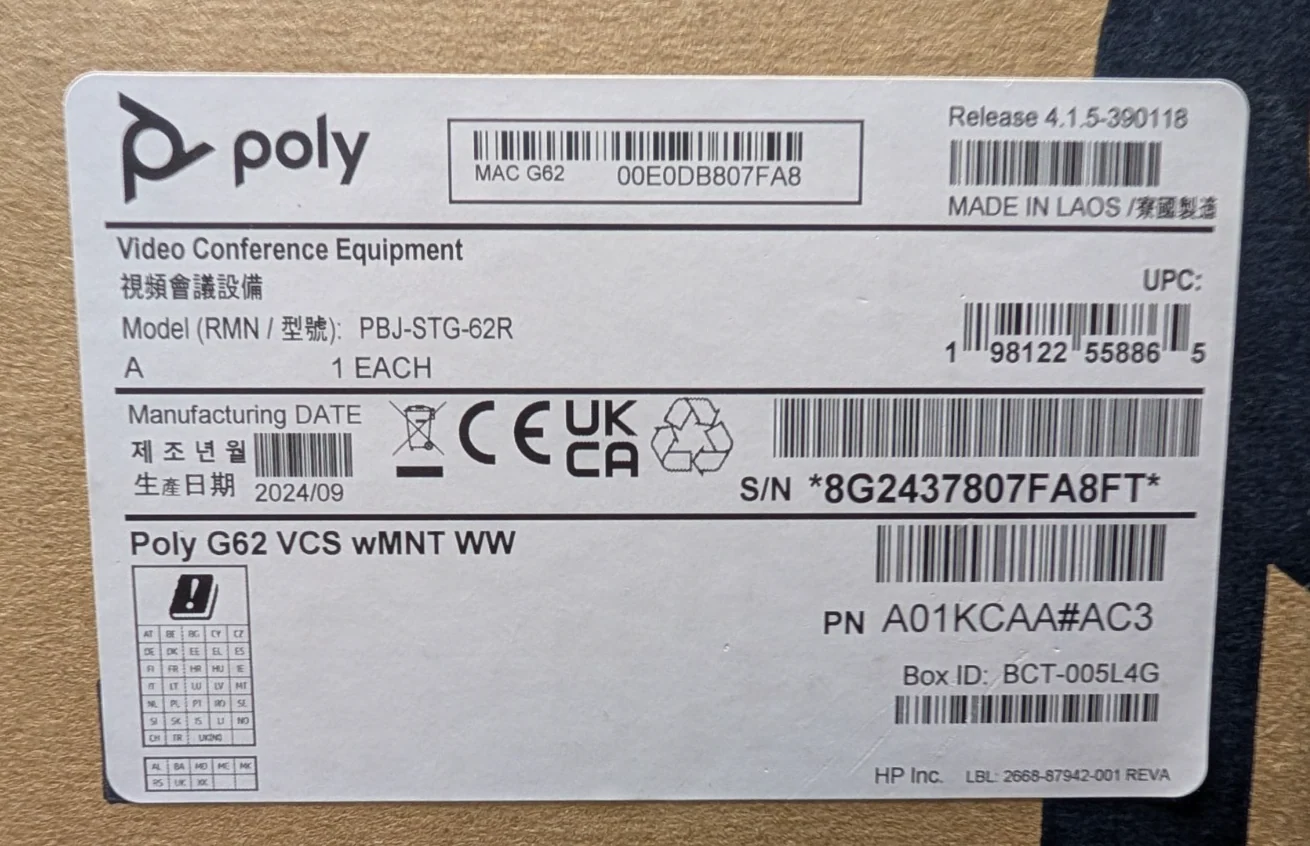Poly G62 Video Conferencing Equipment A01KCAA#AC3 - Image 2